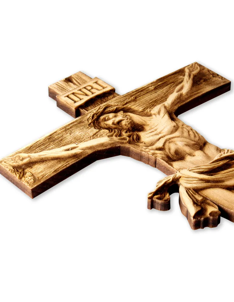 Krzyż drewniany grawerowany 3D - Krucyfiks