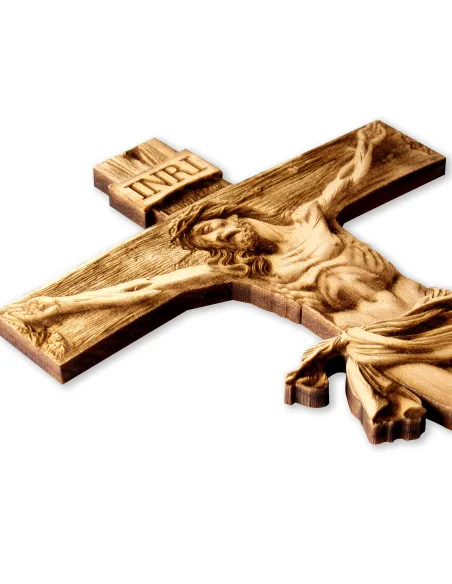 Krzyż drewniany grawerowany 3D - Krucyfiks