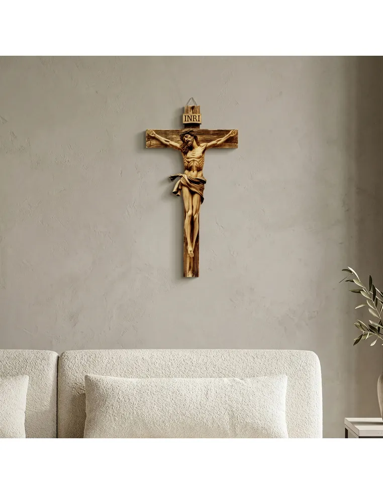 Engraved Wooden Cross - Crucifix